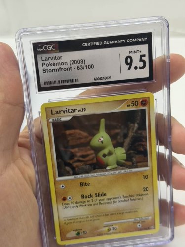 CGC GRADED 9.5 MINT+ LARVITAR POKEMON 2008 STORMFRONT 63/100 CARD image 2