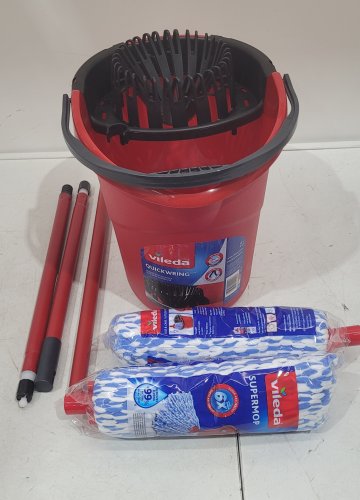 VILEDA SUPERMOP SYSTEM WITH EXTRA MOP HEAD REFILL - RED (MODEL: 167683) image 2