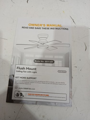 6-blade remote control smart ceiling fan - 46" - black/brown - (Model: 8511-6Y) image 3
