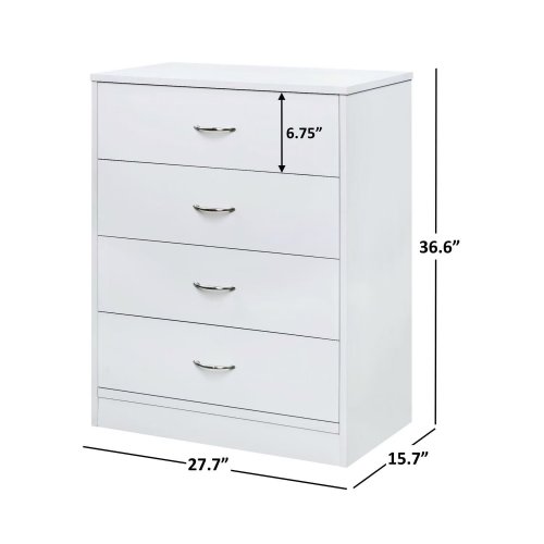 Mainstays 4-Drawer Dresser - 36.6" x 27.7" x 15.7" - White image 2