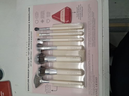 9PC HALEY'S SIGNATURE MAKEUP BRUSH SET WITH TRAVEL BAG - CREAM - (MODEL:1913381) image 2