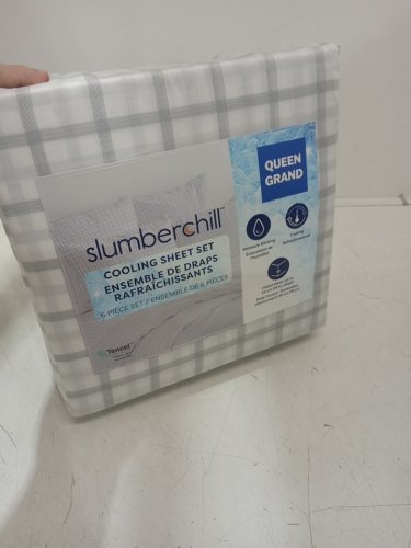 6PC Slumberchill Cooling Bed Sheet Set With 4 Pillow Cases - queen - White/Grey/Blue (Model: 1976200) image 2