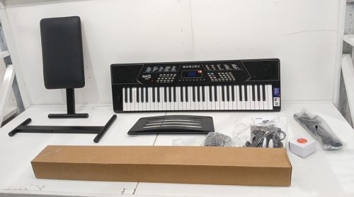 ROCKJAM 61 KEY KEYBOARD PIANO WITH PITCH BEND KIT, KEYBOARD STAND, AND PIANO BENCH - 9V - BLACK (MODEL: RJ5061) image 3