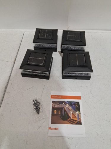 4PK FIONSUN Solar Powered Flame Fence Post Lights - fits 4" x 4" - black image 3
