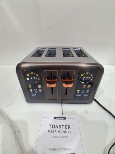 seedeem stainless steel 4 slice toaster with 7 shade options and DUAL lcd display screen - 900w - grey/bronze (model: SD30809D-DS) image 4