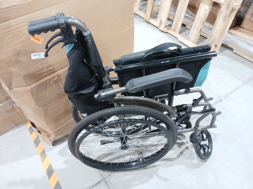 Folding Lightweight Wheelchair with Flip-Back Desk-Length Arms - 250lbs cap - Blue/Black image 3