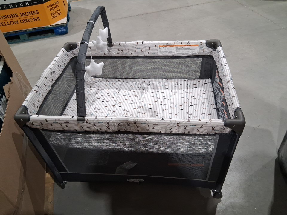 PAMO BABE TODDLERS COMPACT PORTABLE PLAYYARD WITH SOFT TOYS - 40" x 27" x 27" - GREY/white (MODEL: P901B-RABBIT) image 7