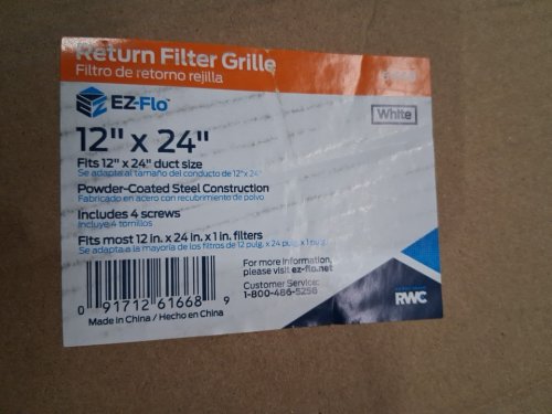 EZ-FLO powder-coated return air filter grille - 12" x 24" - white (model: 61668) image 3