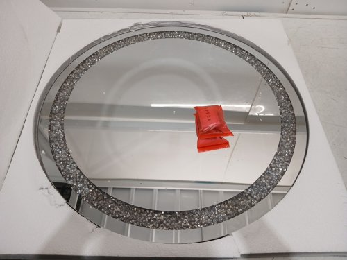 magflerum crushed diamond round wall mirror - 24" - silver image 2
