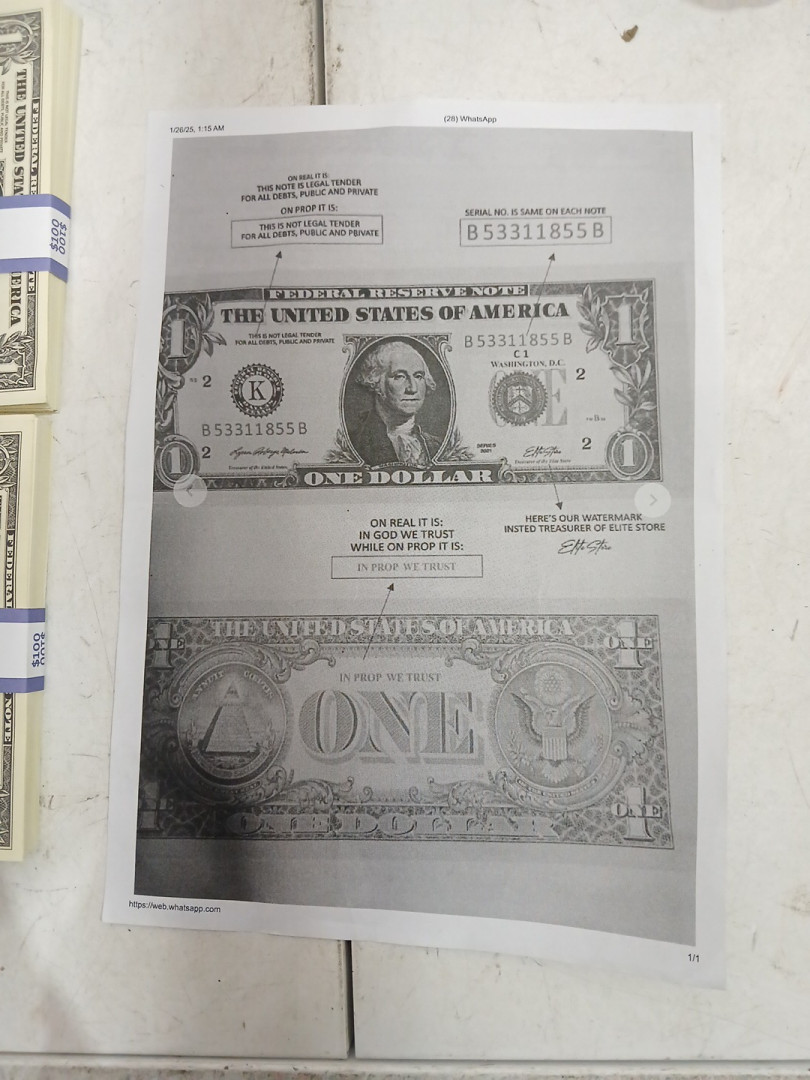 12 (100PK) *PROP MONEY* THE UNITED STATES OF AMERICA FEDERAL RESERVE NOTES - ONE DOLLAR BILLS (1200 TOTAL) image 6