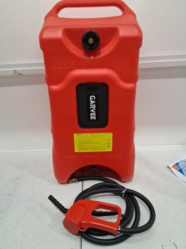 GARVEE Portable Fuel Tank Container with Manual Transfer Pump & 7 ft. Hose, HDPE Gasoline Can with Wheels - 16 GAL - RED/BLACK (MODEL: TYYPPG_343CVLCJ) image 6