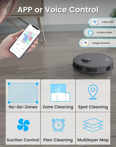 Lefant robotic vacuum cleaner with app compatibility - 12.6" - INDUSTRIAL GREY (Model: M1) image 2