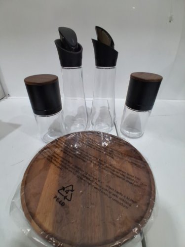 6PC TRUDEAU SEASONING STATION WITH LAZY SUSAN, 2 OIL BOTTLES, 2 GRINDERS, AND 1 JAR (MODEL: 1796149) image 3