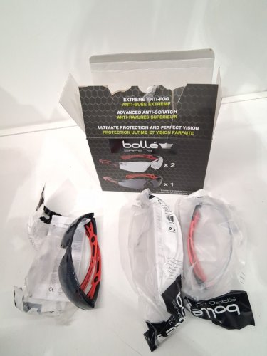 3pk unisex bolle safety extreme anti-fog and anti-scratch eyewear safety protection - OSFM - red/black (style: 1773030) image 2