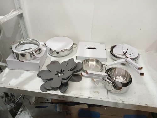 12PC FIGMINT FULLY CLAD TRI-PLY Nonstick Ceramic Coated Cookware Set - STAINLESS STEEL image 3