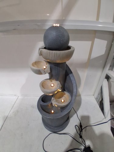LuxenHöme Indoor/Outdoor Modern Cascading Water Fountain Waterfall with LED Lights - 11.8" x 11.2" x 28.7" - D Grey (Model: 00810129482102) image 5