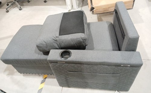 Sectional Sofa Chaise with cupholder storage arm - 53" - Grey image 4