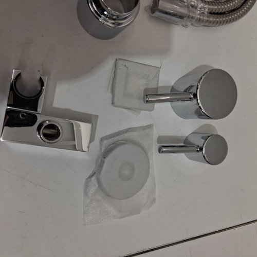 delta modern round shower system with rain shower head and handheld sprayer - 10"x8.2"x15.2"x6.6"- chrome - (model: 116683) image 8