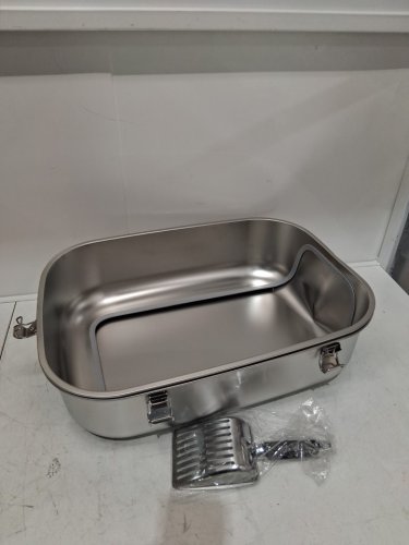 Bartuke Stainless Steel non stick extra large Cat Litter Box - 23" x 15.8" x 11.8" - silver image 3