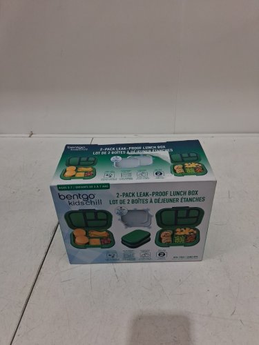 2pk bentgo kids chill  leak proof lunch boxes with removable ice packs - microwave and dishwasher safe - 3.3cup capacity - green (model: bgch2pbx-g) image 2