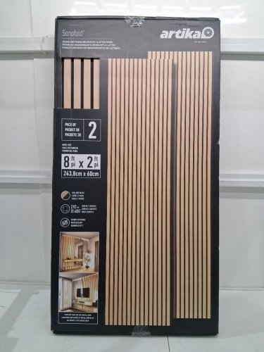 2PK Artika Sonofold Slatted Wall Panels - 8FTX2FT - Oak and Black finish (MODEL: 96RAT-SF-C10ABL/1949121) image 2