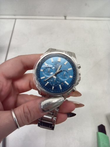 MENS CASIO quartz analog wrist watch - 40mm - blue dial/ stainless steel (model: EFV-650D-2A) image 2