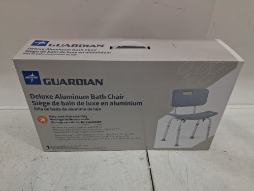 MEDLINE GUARDIAN DELUXE ALUMINUM BATH CHAIR - 400LB CAP - GREY (MODEL: G2-101KRX1) image 2