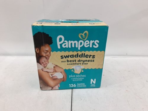 136PK PAMPERS SWADDLERS DIAPERS - NEWBORN SIZE image 2