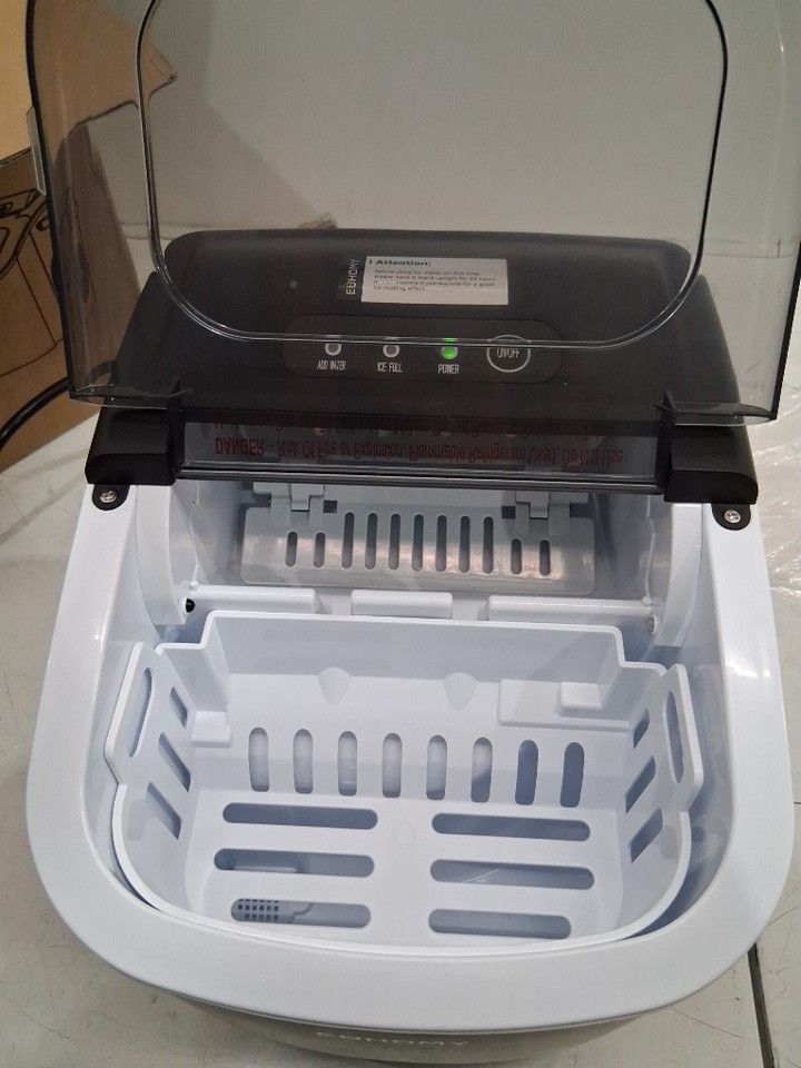 EUHOMY Countertop Ice Maker Machine with Handle, Basket and Scoop - MAKES 26LB/Day - BLACK (MODEL: im-06d/IM001-Bbl-CAEH) image 6