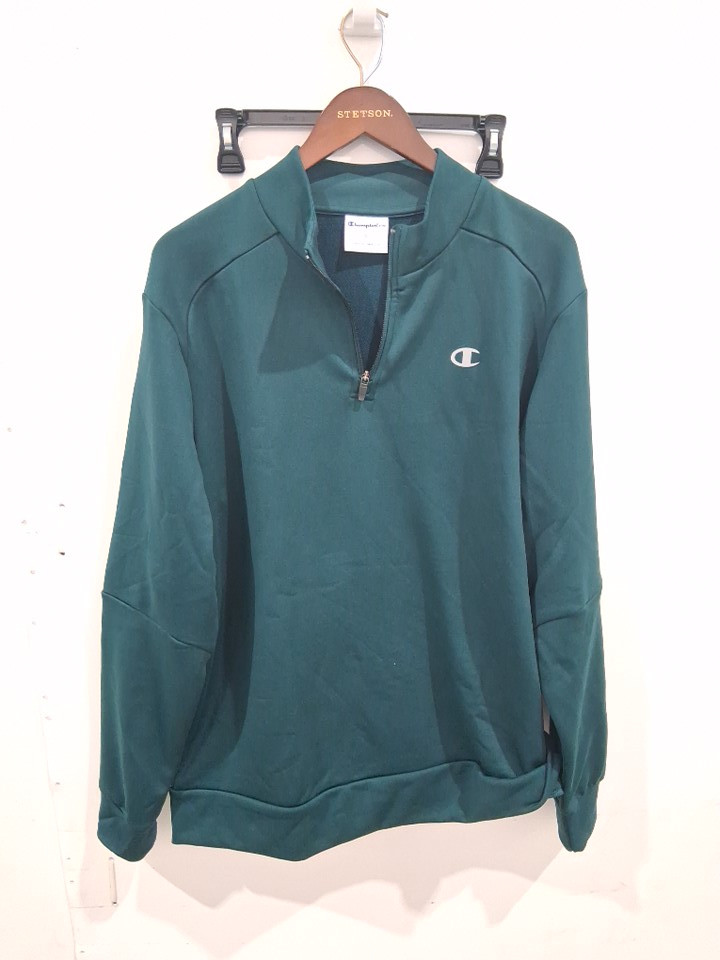 Men's Champion 1/4-Zip Pullover Sweater - large - GREEN (Style: 466949) image 2
