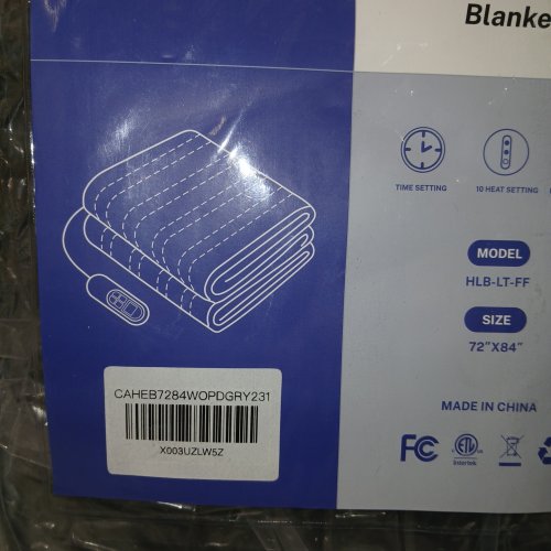 WAPANEUS MACHINE WASHABLE Electric Heated Blanket - 72" x 84" - DARK GREY (MODEL: HLB-LT-FF) image 3