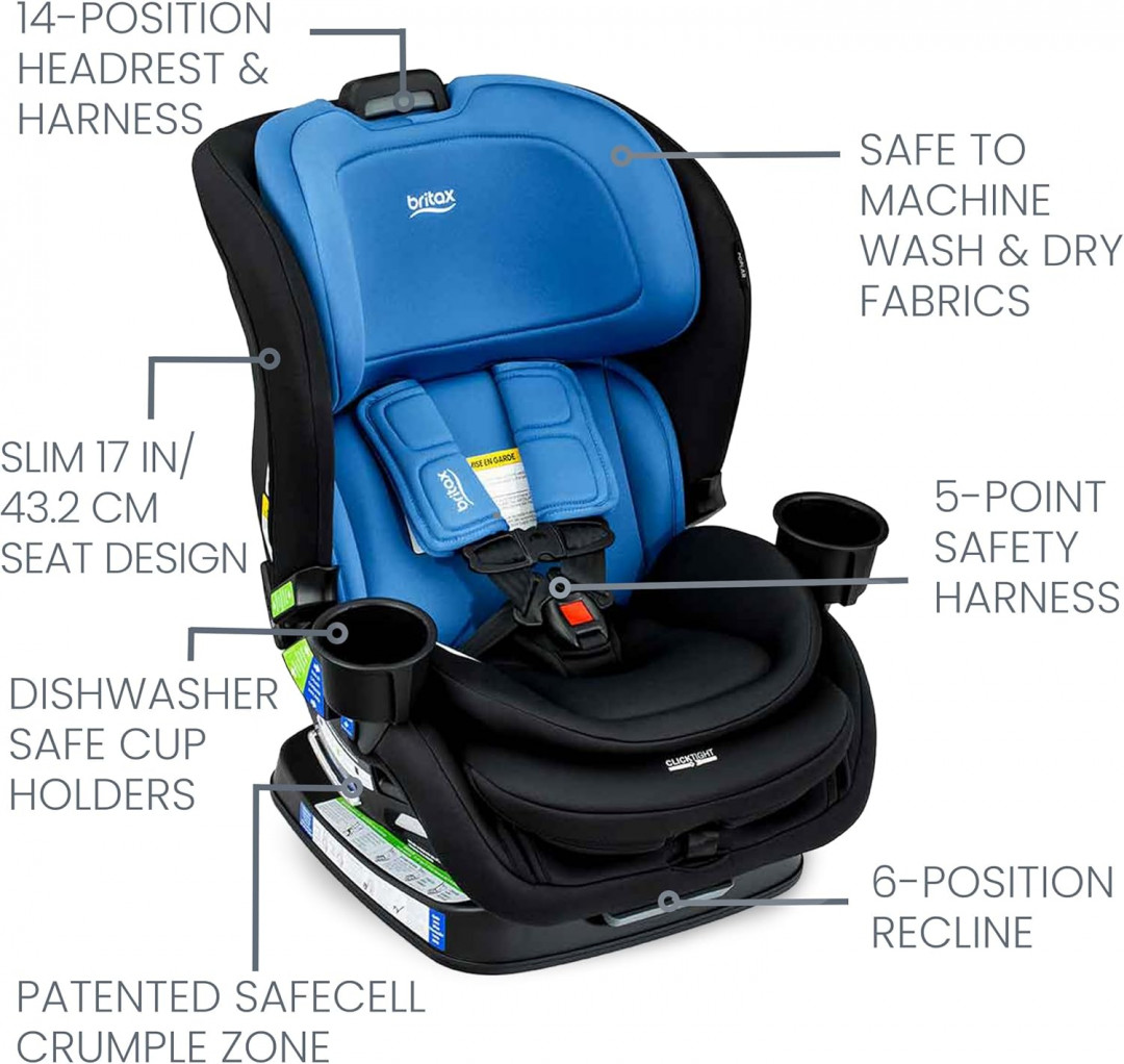 BRITAX 2-in1 poplar convertible car seat with rebound bar & click-tight technology - 40-65lb capacity - cobalt onyx/blue/black (MODEL: e1c963r) image 3