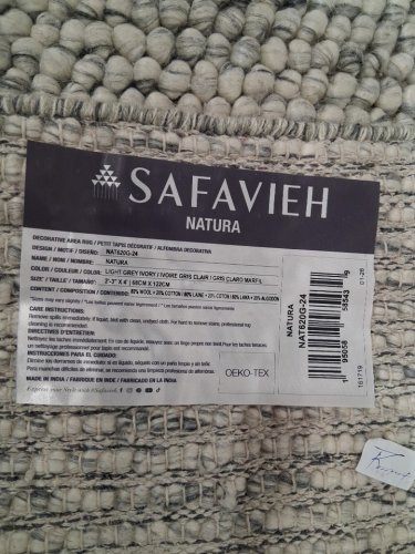 SAFAVIEH NATURAL FIBER HAND WOVEN AREA RUG - 2ft x 4ft - light grey/ivory (model:nat620g-24) image 3