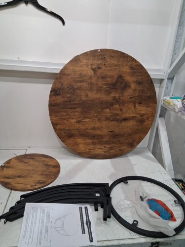 HomeRecommend 2-Tier Round Circle Coffee Table - 27.6" x 17.7" - BLACK/DARK WOOD (Model: ZZ-1062 / 1062-BK-RB) image 3