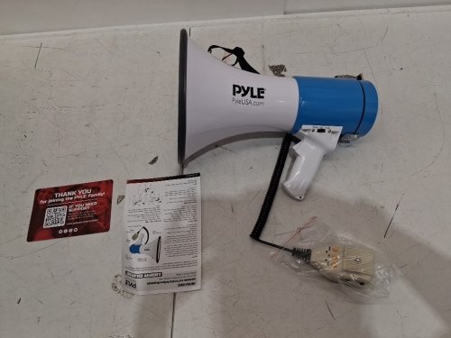 PYLE MEGAPHONE SPEAKER PA BULLHORN WITH BUILT-IN SIREN - 50W - white/blue image 3