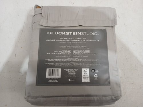 6PC GlucksteinStudio Berkeley Cotton Bed Sheet Set - King - grey - (Model: 2200102) image 3