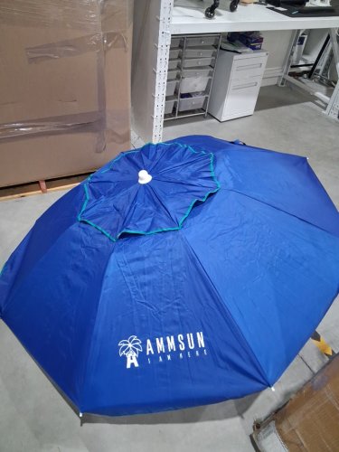 AMMSUN BEACH UMBRELLA WITH SAND ANCHOR - 6FT - BLUE/WHITE image 6