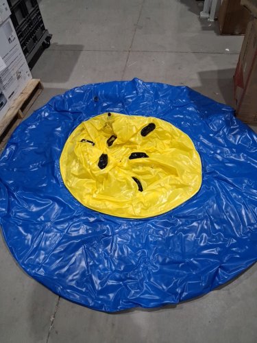 Inflatable Dome Rocker Bouncer, Giant Roll and Play Seesaw Rocker with 6 Handles - 250lbs capacity  - blue & yellow image 3