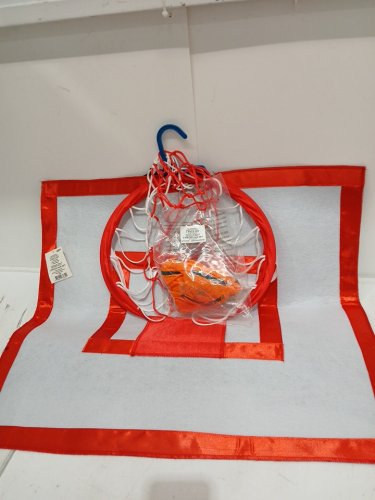 ADULT UNISEX BASKET BALL HOOP WITH BALL COSTUME - OSFM - RED WHITE BLUE image 2