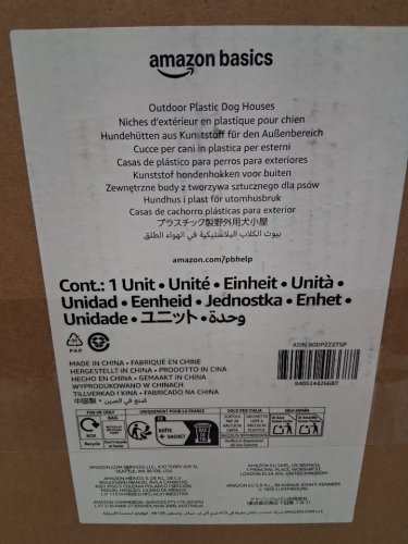 amazon basics Plastic outdoor Dog House - 31" x 21" x 26" - white/grey/black (model: YE4948562) image 4