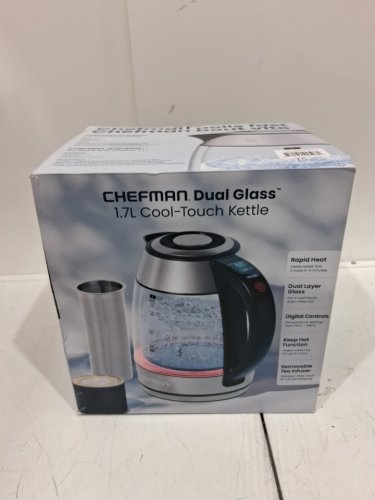 Chefman Dual-Glass Cool-Touch Digital Kettle with Adjustable Temperature and Removable Tea Infuser - 1.7L Cap - stainless steel/black (Model: RJ11-17-CTI-DG-CA-CO/1992747) image 2