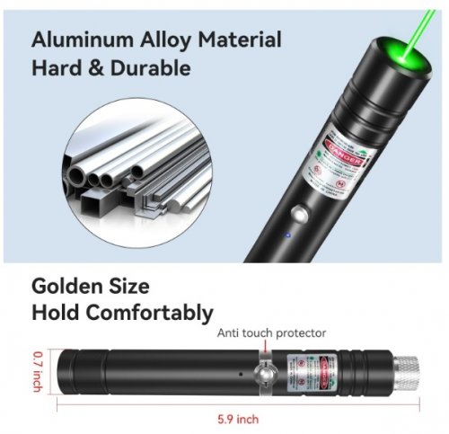 2PK  Rechargeable Green Laser Pointer for long distance range - green light - Black image 3