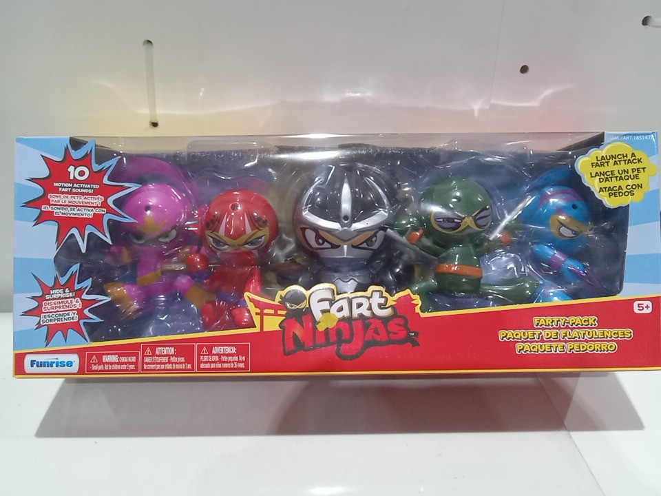5PK FART NINJAS FARTY PACK WITH 10 MOTION ACTIVATED FART SOUNDS - 2 keychains and 3 figures - multicolor  (MODEL: 1851478) image 2
