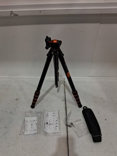 K&F Concept Compact Carbon Fiber Camera Tripod with 28mm Metal Ball Head - 62" - Black/Orange (Model: 	A255C2+BH-35L) image 3
