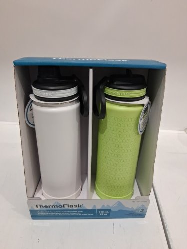 2pk ThermoFlask Stainless Steel double wall vacuum insulated water bottles - 40oz - green/WHITE (model: 1630866) image 2
