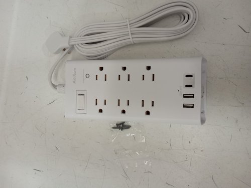 ADDTAM POWER STRIP SURGE PROTECTOR EXTENSION CORD WITH 6 OUTLETS AND 4 USB PORTS (2USB C) FLAT PLUG - 10FT - WHITE - (MODEL:AD5006C2L) image 4