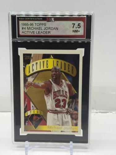 KSA GRADED 7.5 MINT+ 1995-96 TOPPS MICHAEL JORDAN ACTIVE LEADER #4 CARD image 3