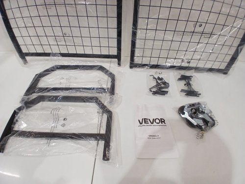 VEVOR MOVEABLE CARBON STEEL WIRE GRID WALL PANEL RACK WITH WHEELS & 10 HOOKS - 2FT X 5.4FT - CARBON BLACK (MODEL: YD0054) image 4