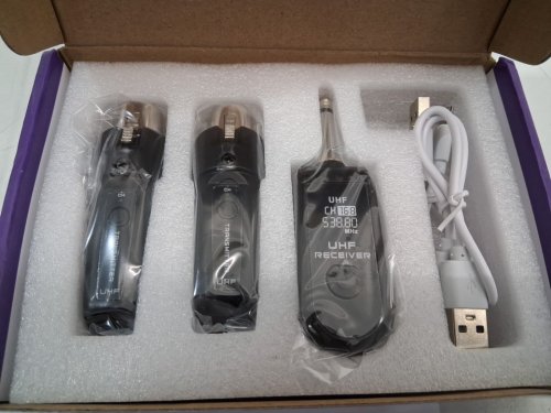 3pc wireless microphone transmitter/receiver for mixer - 6.35mm - black (model: KIMISSsn8ob0fvx4) image 2
