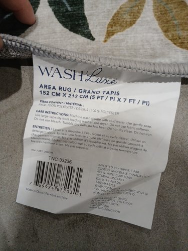 WASH LUXE MACHINE WASHABLE AREA RUG WITH FLORAL PATTERN - 5FT X 7FT - BEIGE/BLUE (MODEL: TNC-33236) image 2